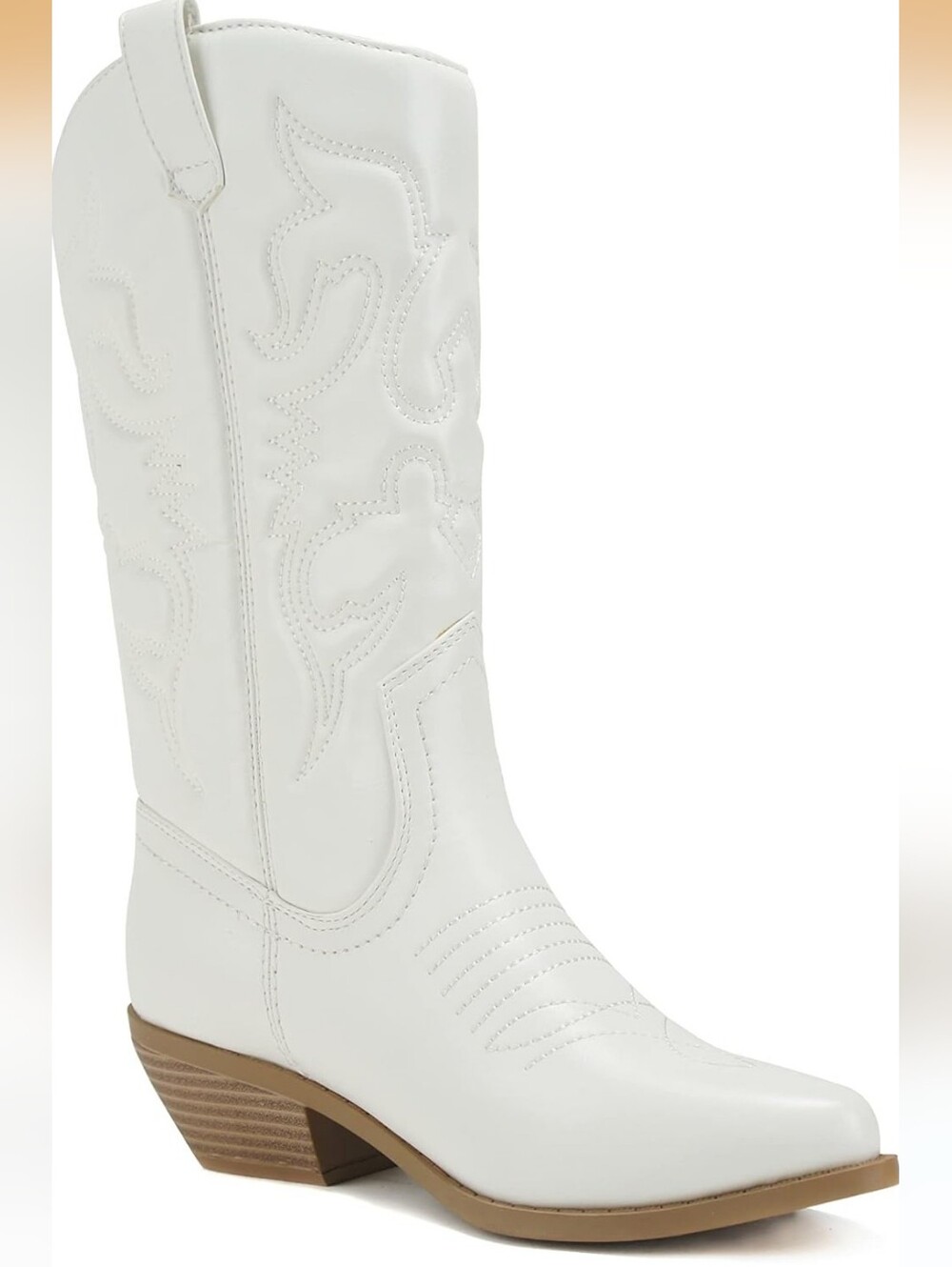 Soda White Western Knee-High Heeled Boots Size 8.5